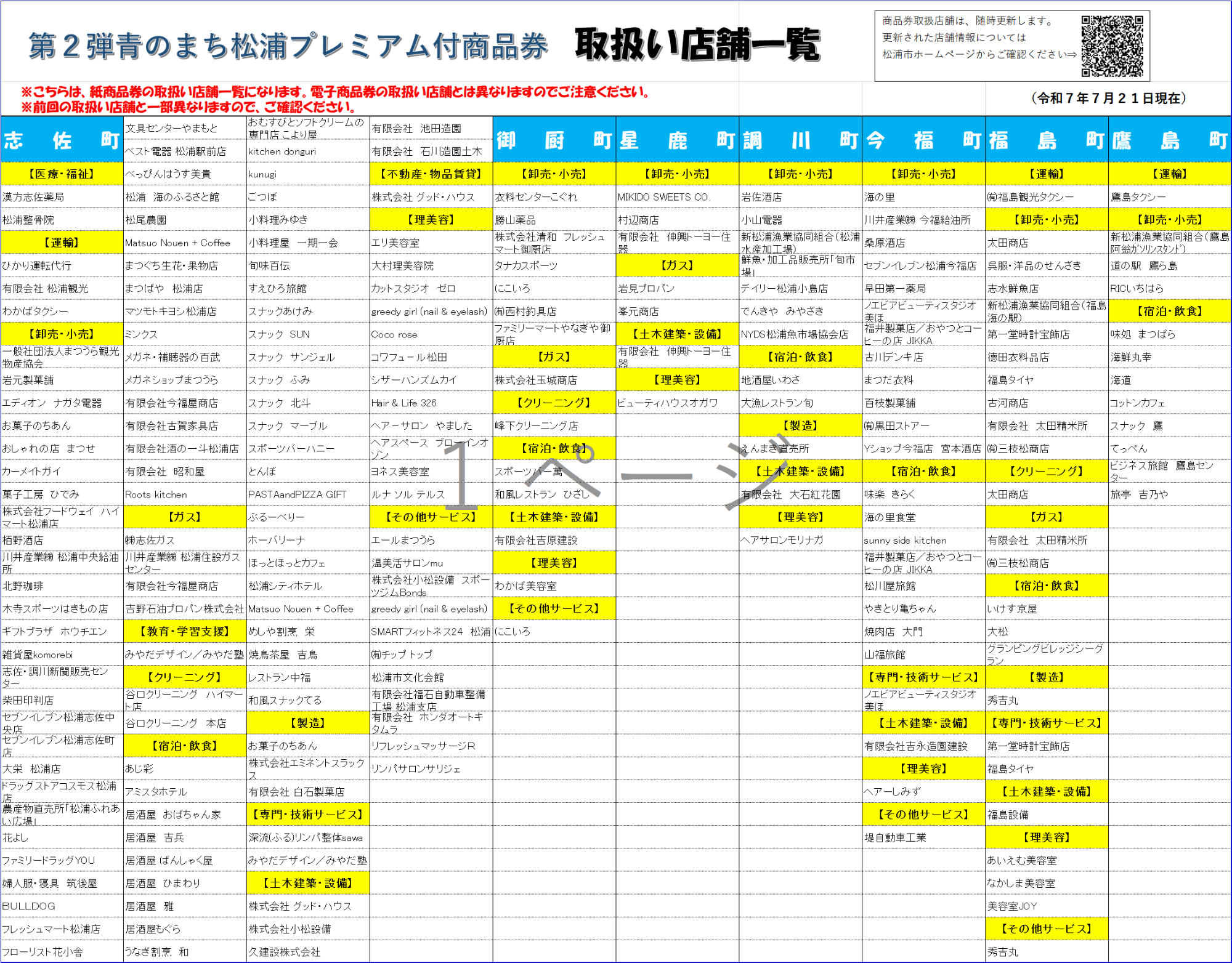 取扱店舗一覧