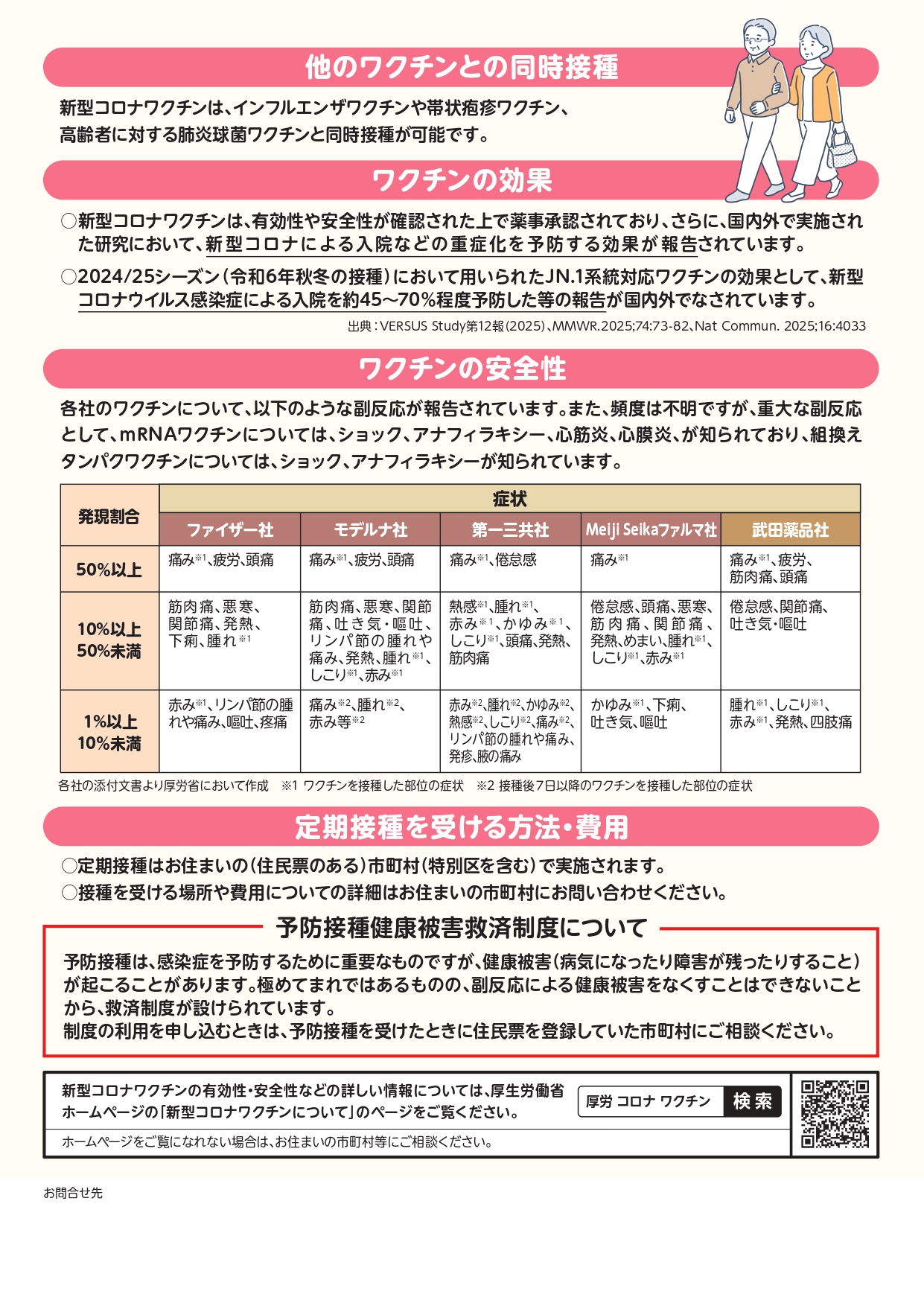 令和7年度 新型コロナ 厚生労働省広報チラシ裏