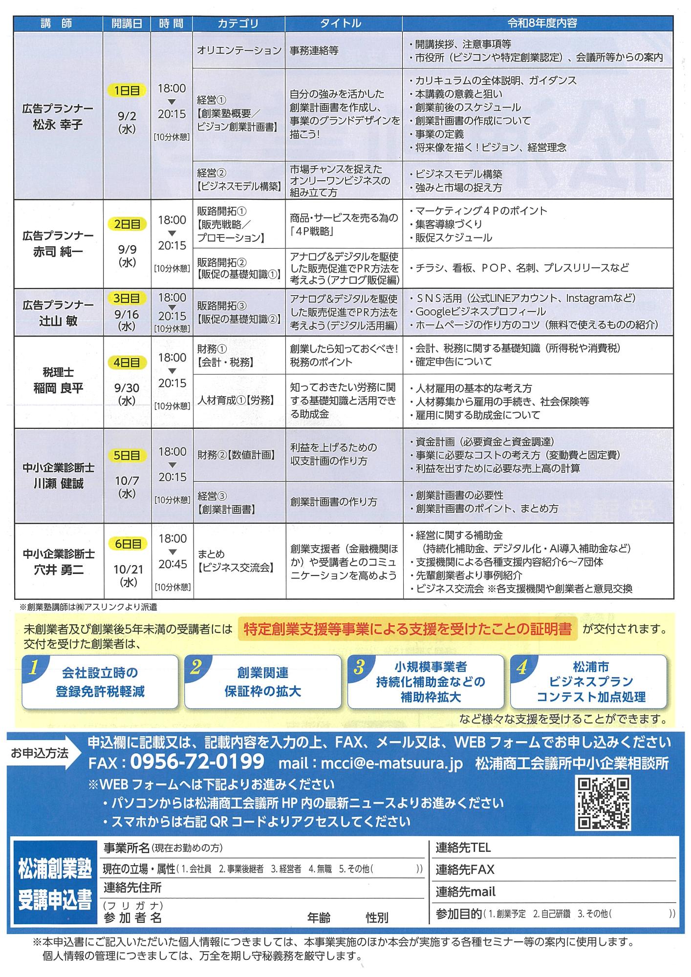 松浦創業塾チラシ裏