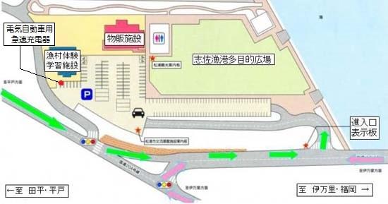 松浦市交流基盤施設及び広場への侵入経路地図
